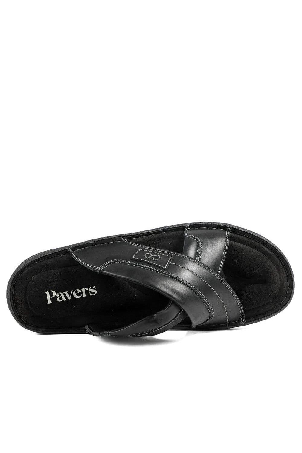 Pavers Pavers Men's Leather Mule Sandals in Black - 4