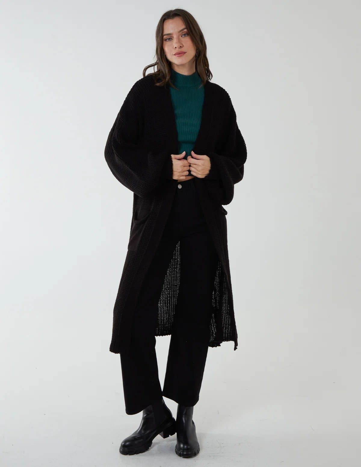 Blue Vanilla Edge To Edge Knitted Long Cardigan