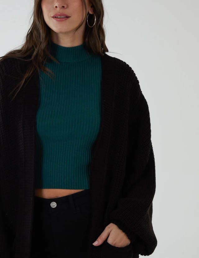 Blue Vanilla Edge To Edge Knitted Long Cardigan - 2