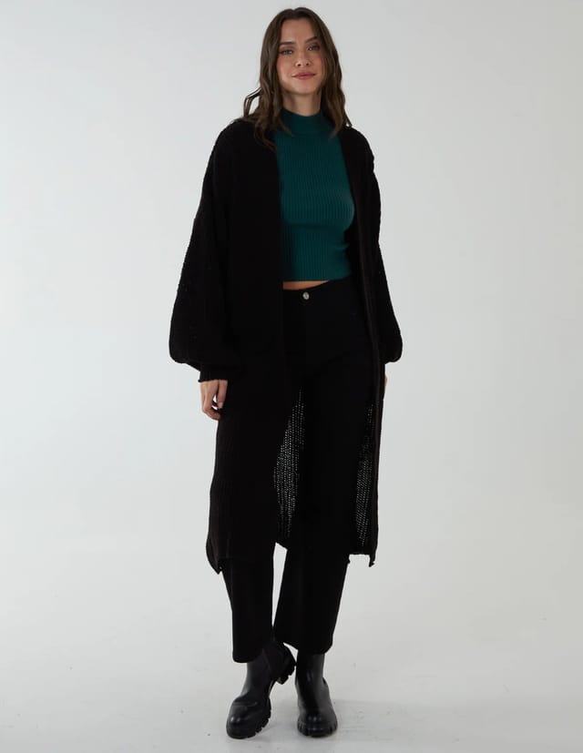 Blue Vanilla Edge To Edge Knitted Long Cardigan - 3