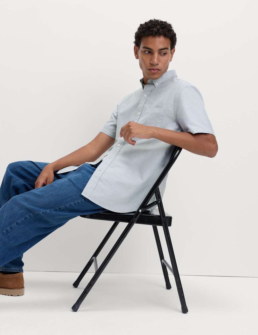 Marks & Spencer M&S Ultimate Pure Cotton Oxford Shirt Green Marl - 1