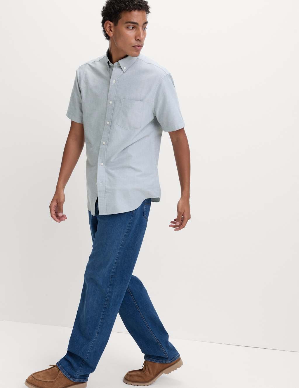 Marks & Spencer M&S Ultimate Pure Cotton Oxford Shirt Green Marl - 2