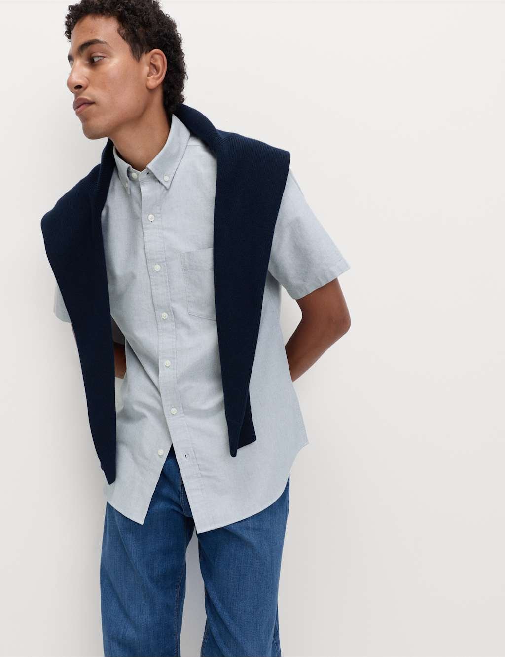 Marks & Spencer M&S Ultimate Pure Cotton Oxford Shirt Green Marl - 4