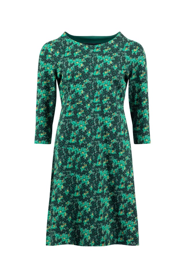 Weird Fish Weird Fish Women's Markle Cotton Printed Sparkle Jersey Dress in Turquoise - 2