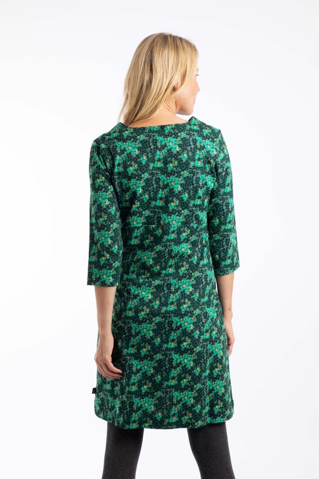 Weird Fish Weird Fish Women's Markle Cotton Printed Sparkle Jersey Dress in Turquoise - 3