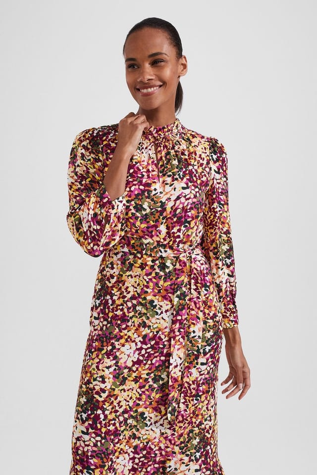 Hobbs London Hobbs London Women's Camellia Ruffle Hem Midi Dress in Pink - 3