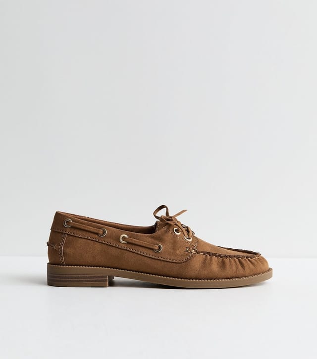 New Look Women's Tan Brushed Faux Leather Lace Up Loafers Vegan New Look - 3