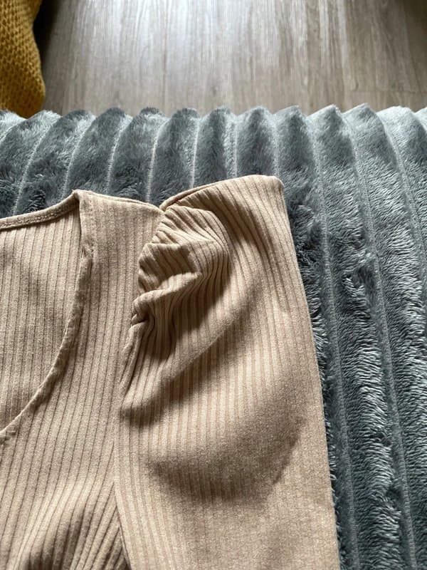 Bershka Beige gathered long sleeve body suit