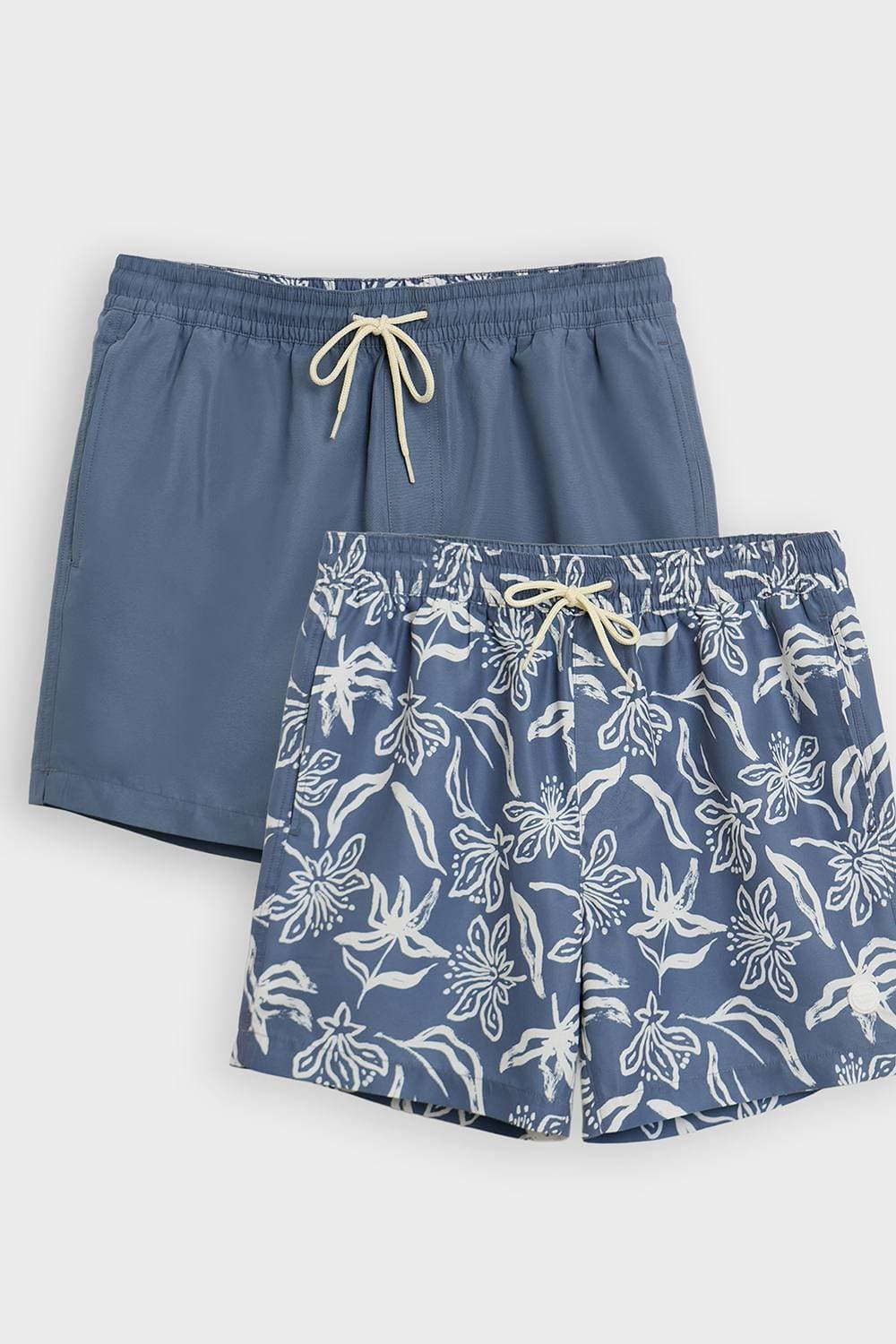 Threadbare Threadbare Men's 2-Pack Tropical Print Quick Dry Swim Shorts in Blue