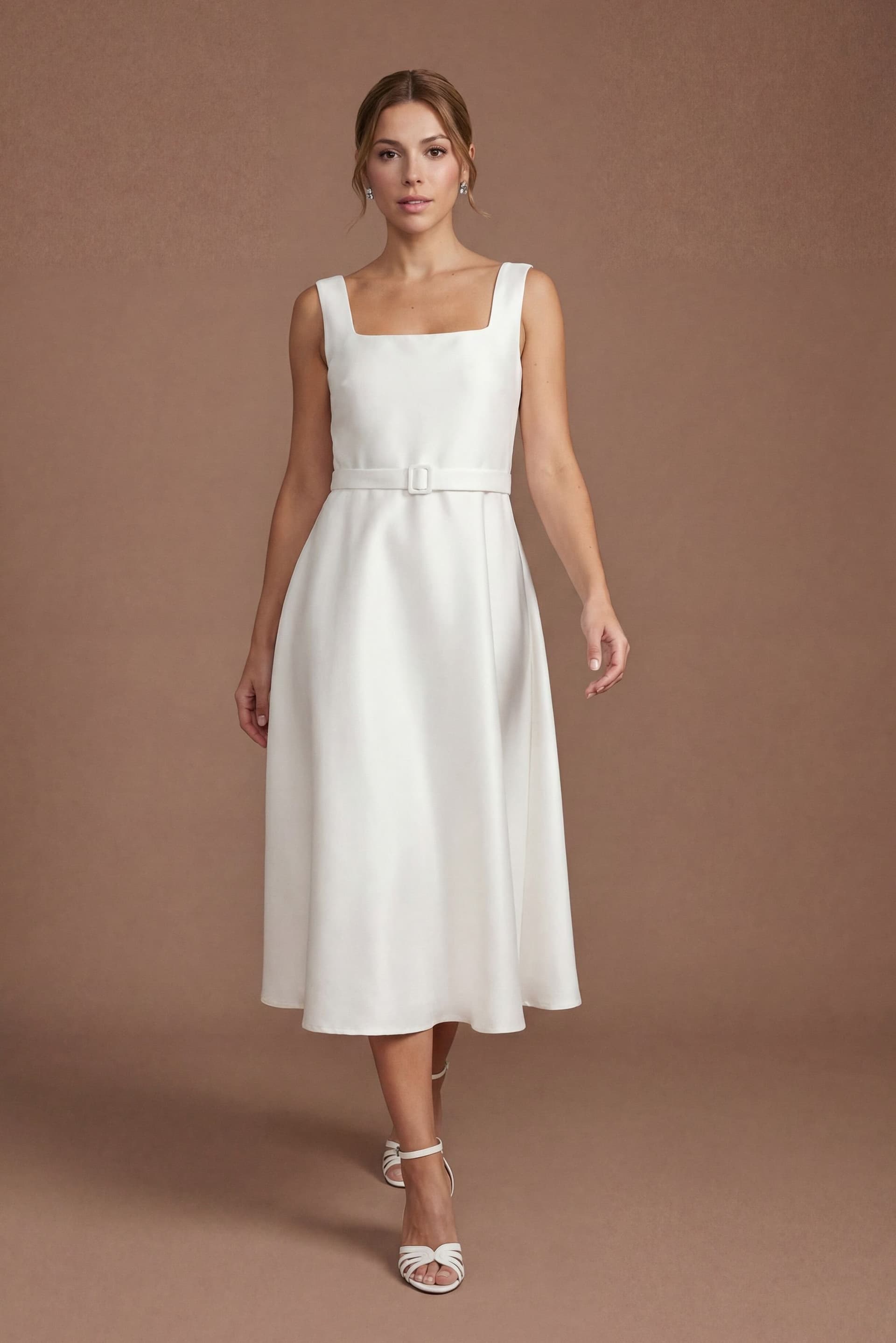 Coast Coast Women's Petite Printed Organza Bardot Midi Dress in Ivory