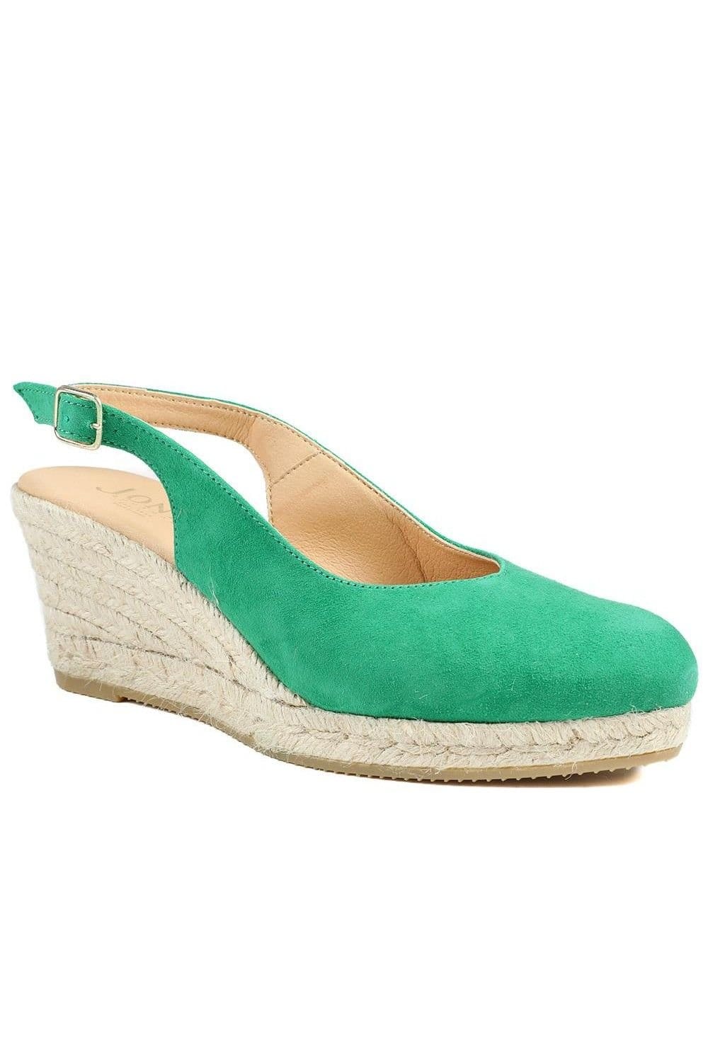 Jones Bootmaker Jones Bootmaker Women's Cedrica Wide Fit Leather Slingback Espadrilles in Green - 1