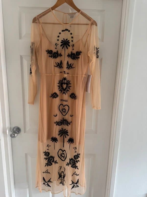 Never Fully Dressed Never fully dressed sheer mesh old skool tattoo style long dress