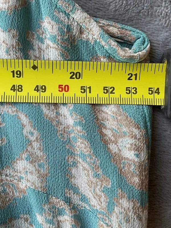 EAST Aqua Blue Paisley Midi Dress with Bronze Bead Embellishments