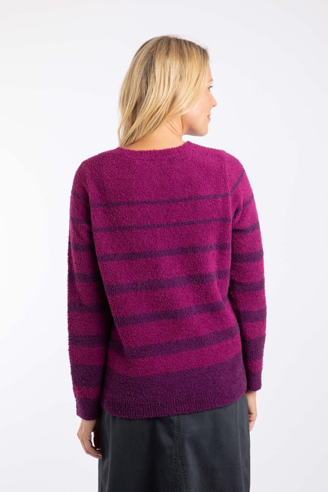 Weird Fish Weird Fish Women's Wanda Cosy Knit Stripe Jumper in Purple - 3