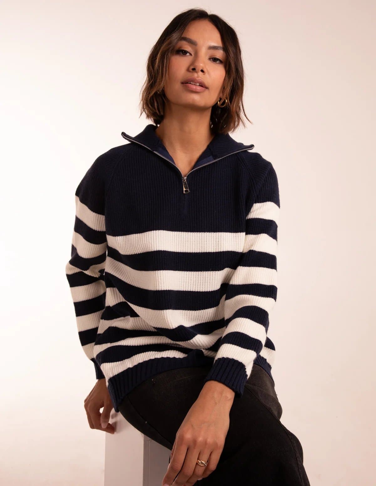 Blue Vanilla Striped Jumper With Zip