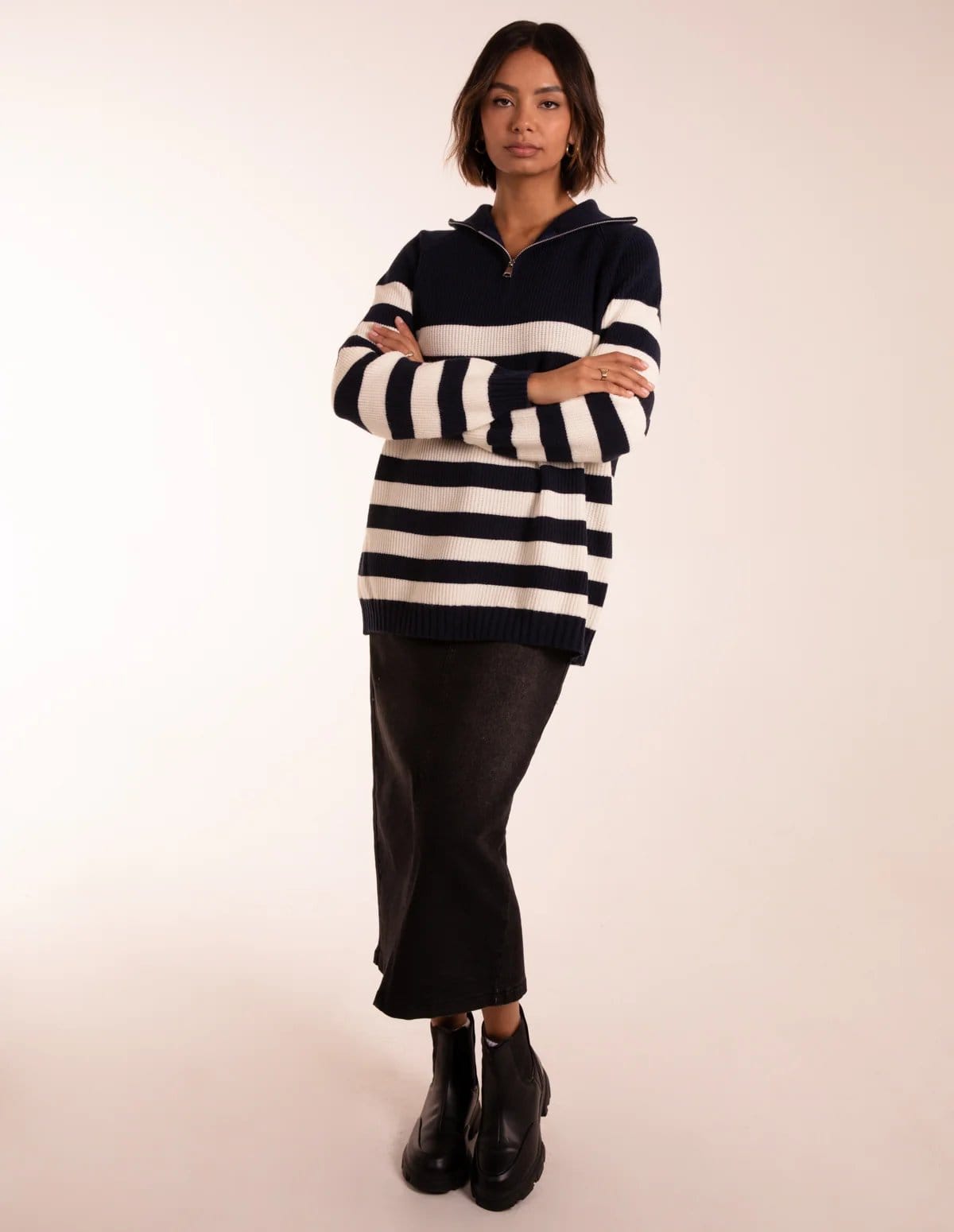 Blue Vanilla Striped Jumper With Zip - 4