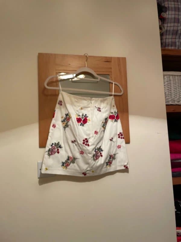 New Look Cream embroidered mini skirt