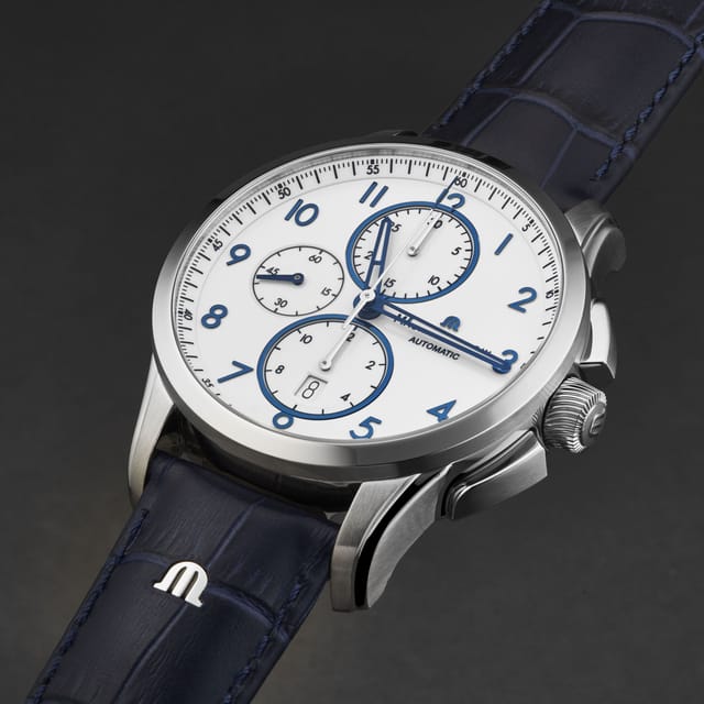Maurice Lacroix Maurice Lacroix Men's 'Pontos' Glossy Lacquered Dial Leather Strap Automatic Watch in Blue - 2