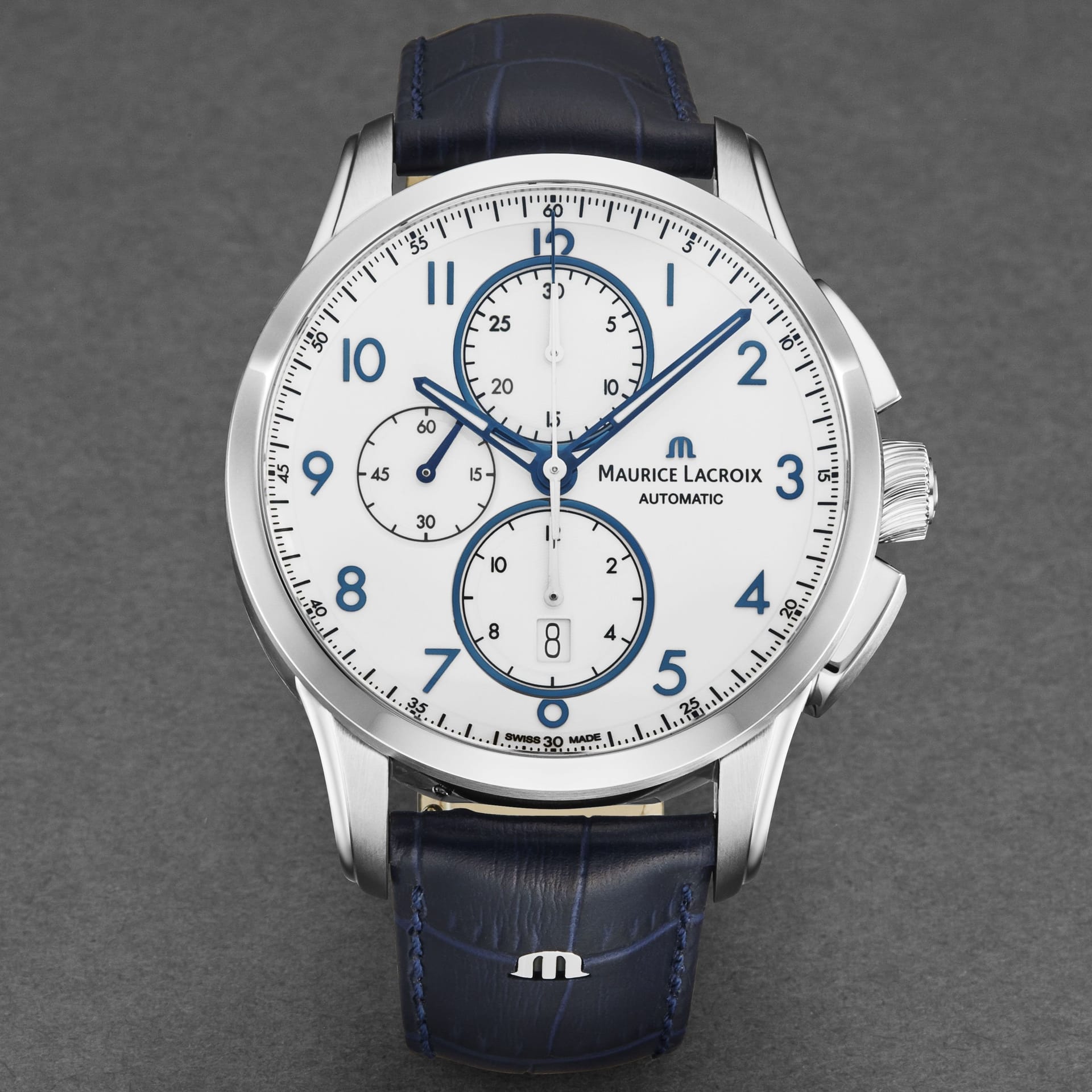 Maurice Lacroix Maurice Lacroix Men's 'Pontos' Glossy Lacquered Dial Leather Strap Automatic Watch in Blue - 4