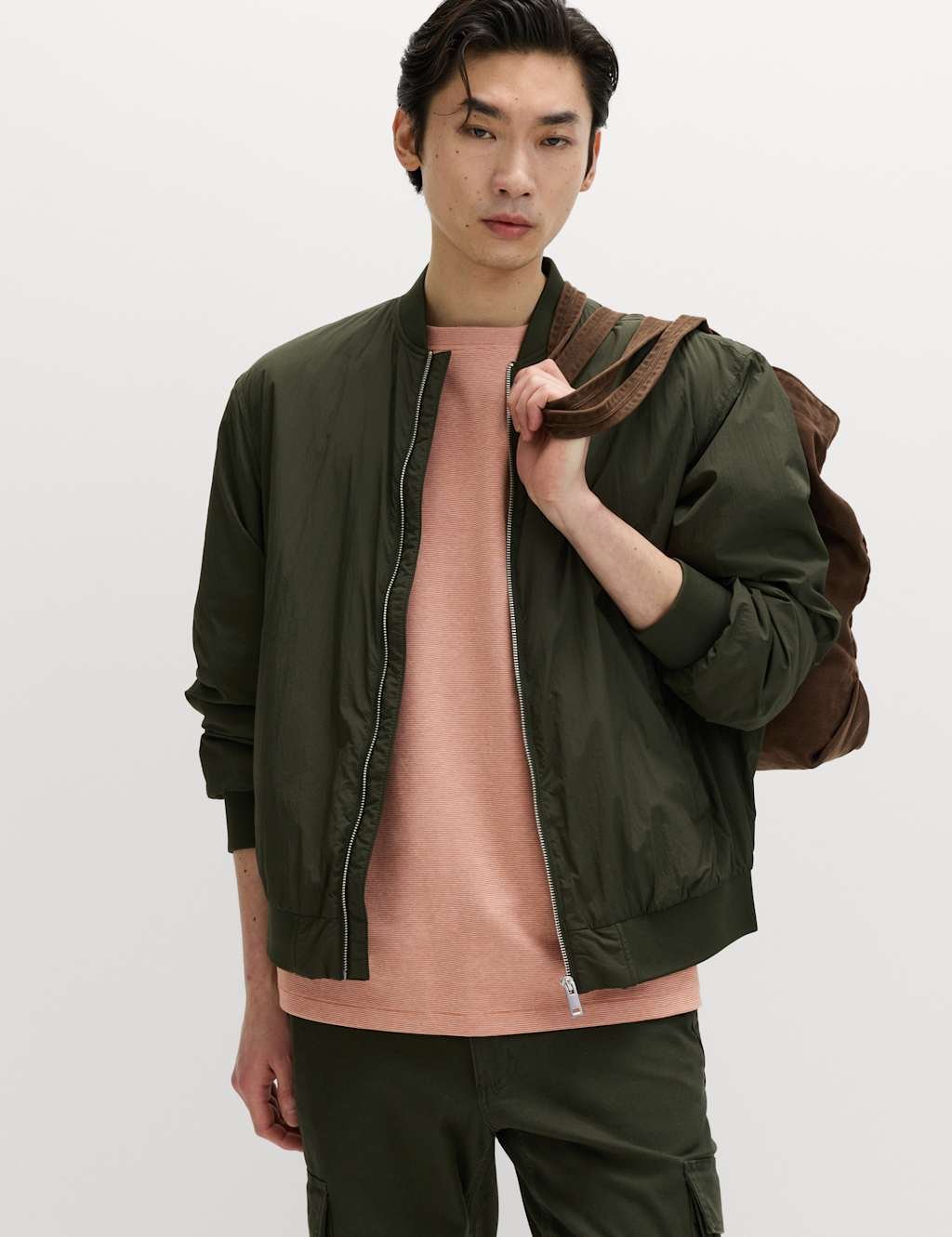 Marks & Spencer M&S Cotton Rich Ultimate Performance Striped T-Shirt Burnt Orange - 4