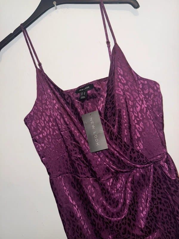 New Look New look purple silk wrap dress