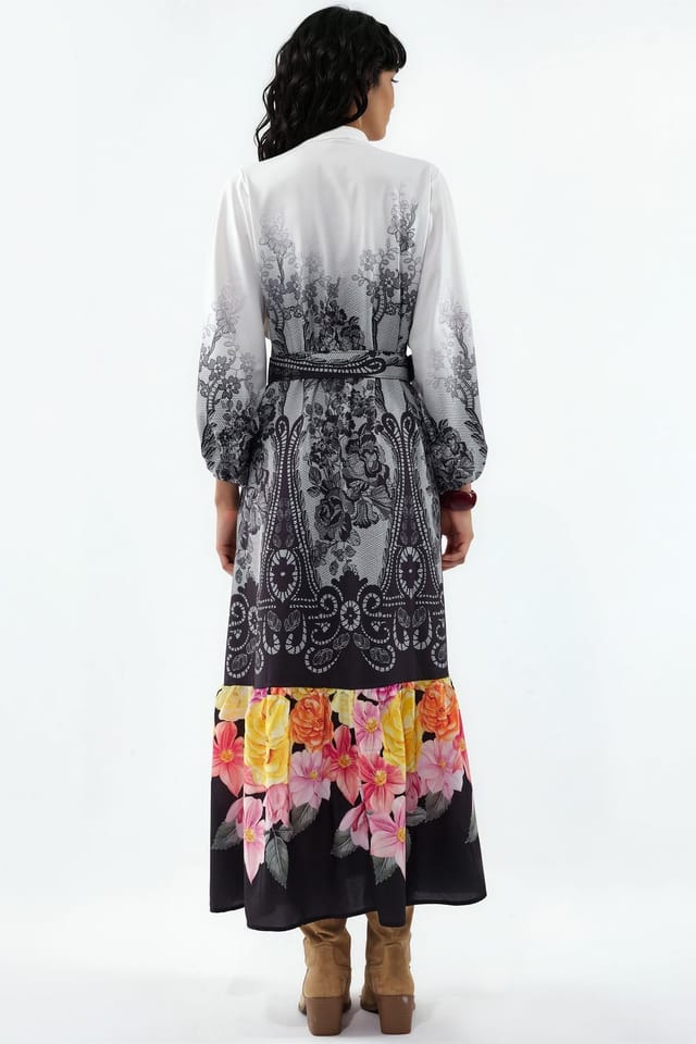 MSN Collection MSN Collection Women's Floral Belted Midi Dress - 3