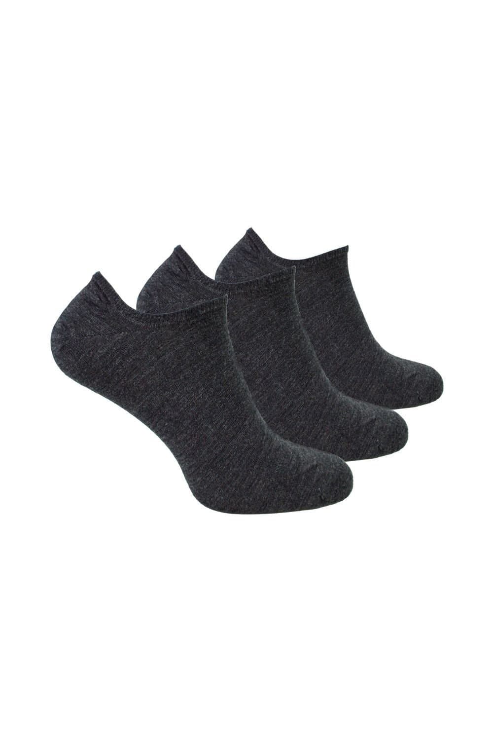 Steven Steven Men's 3 Pack Merino Wool Invisible No Show Socks in Grey