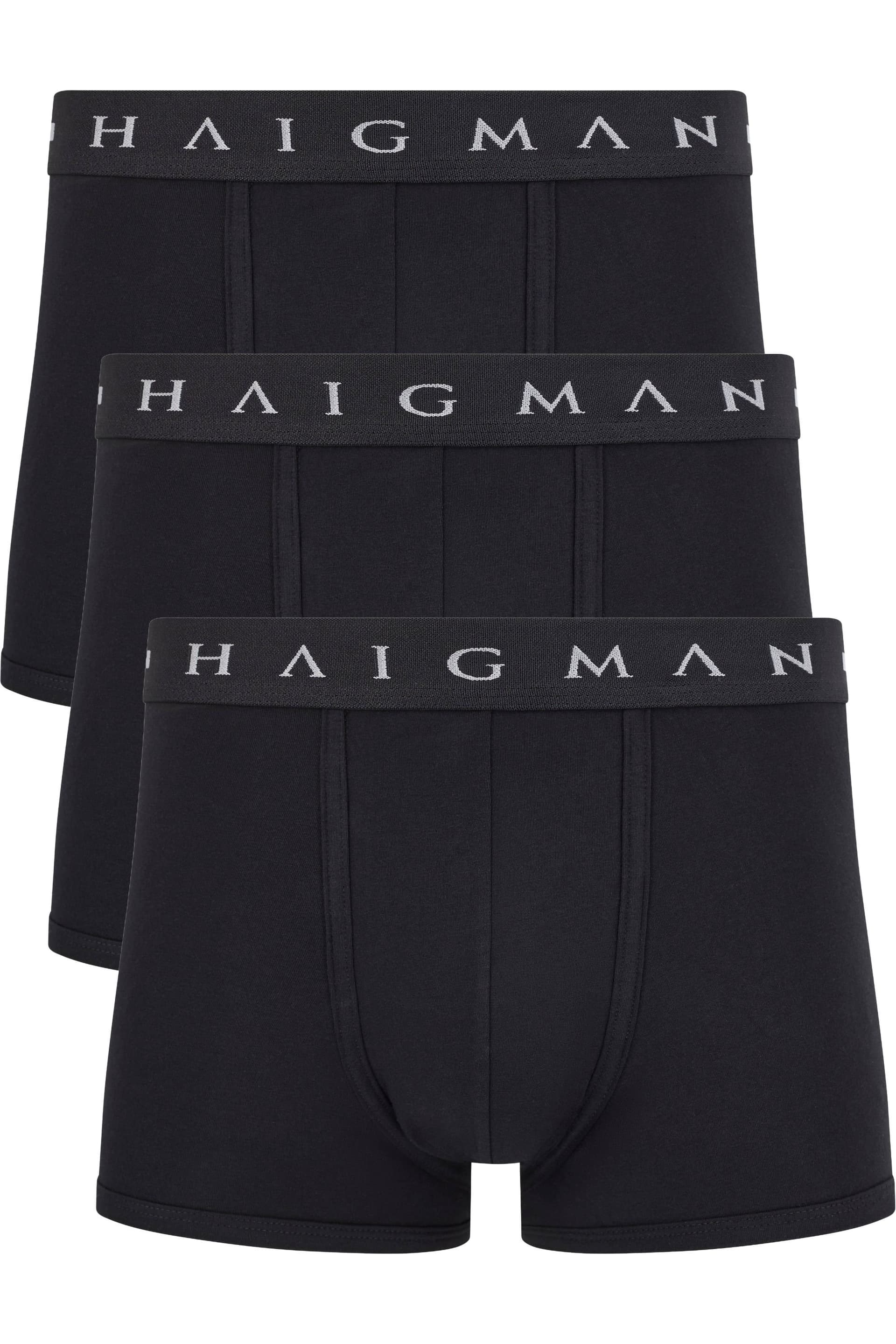 Haigman Haigman Men's Men's 3 Pack Cotton Stretch Modern Trunks in Black