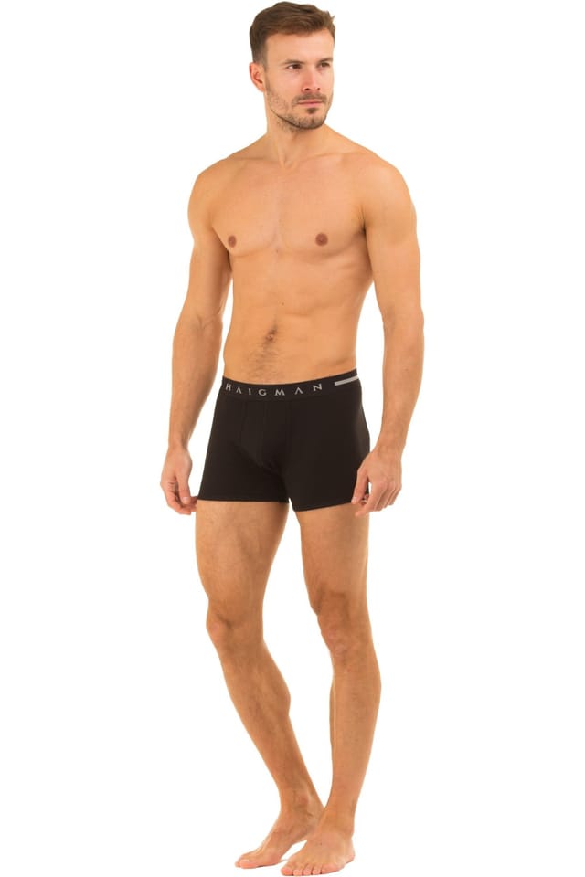 Haigman Haigman Men's Men's 3 Pack Cotton Stretch Modern Trunks in Black - 2