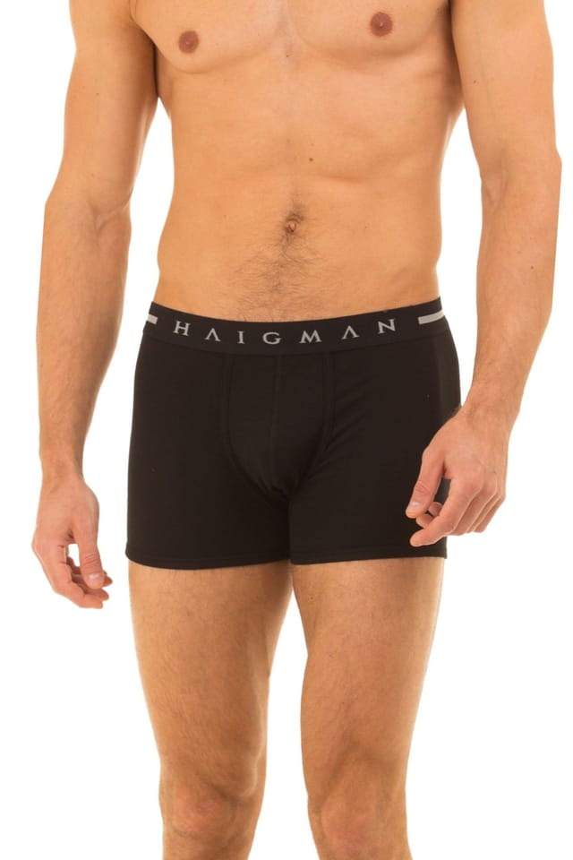Haigman Haigman Men's Men's 3 Pack Cotton Stretch Modern Trunks in Black - 3