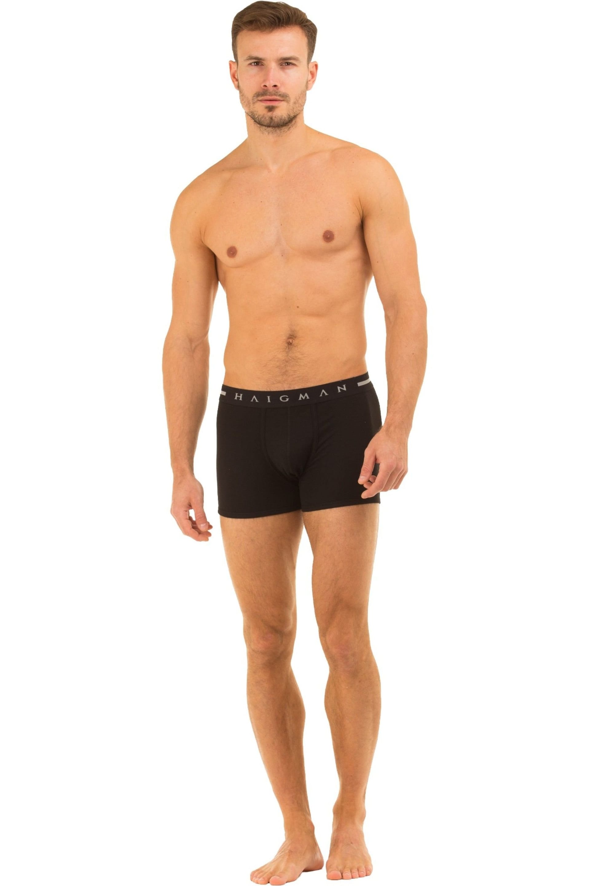 Haigman Haigman Men's Men's 3 Pack Cotton Stretch Modern Trunks in Black - 4