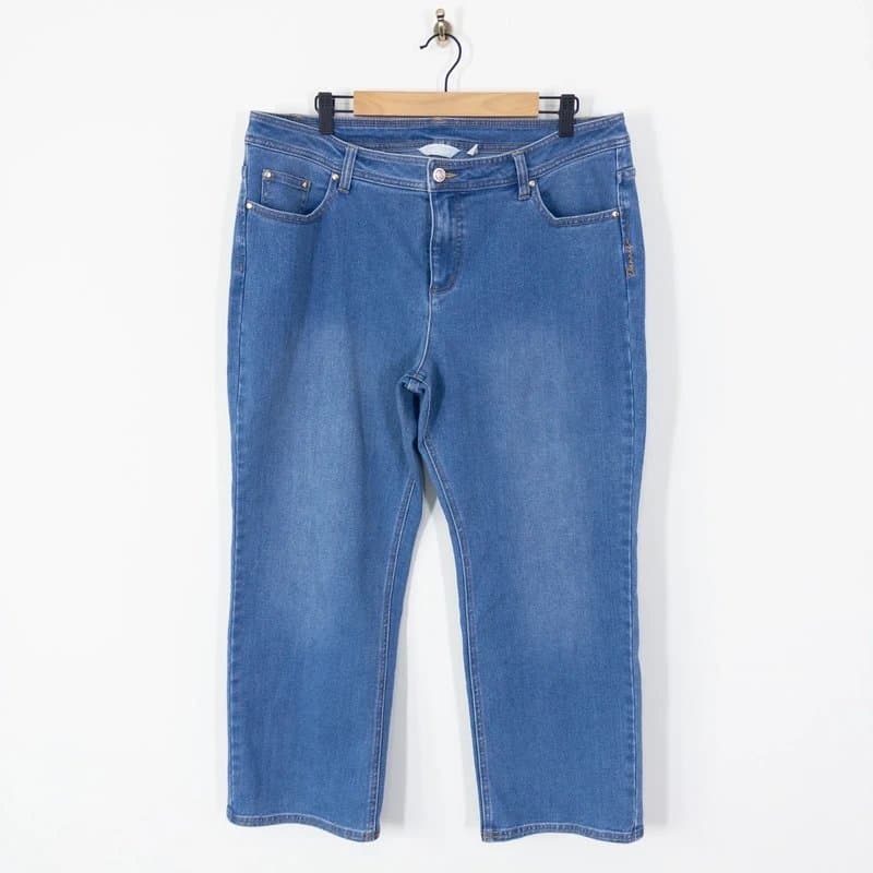 Dannii Minogue Dannii Minogue QVC Straight Leg Jeans Size 22 Petite NEW Relaxed Light Blue Wash