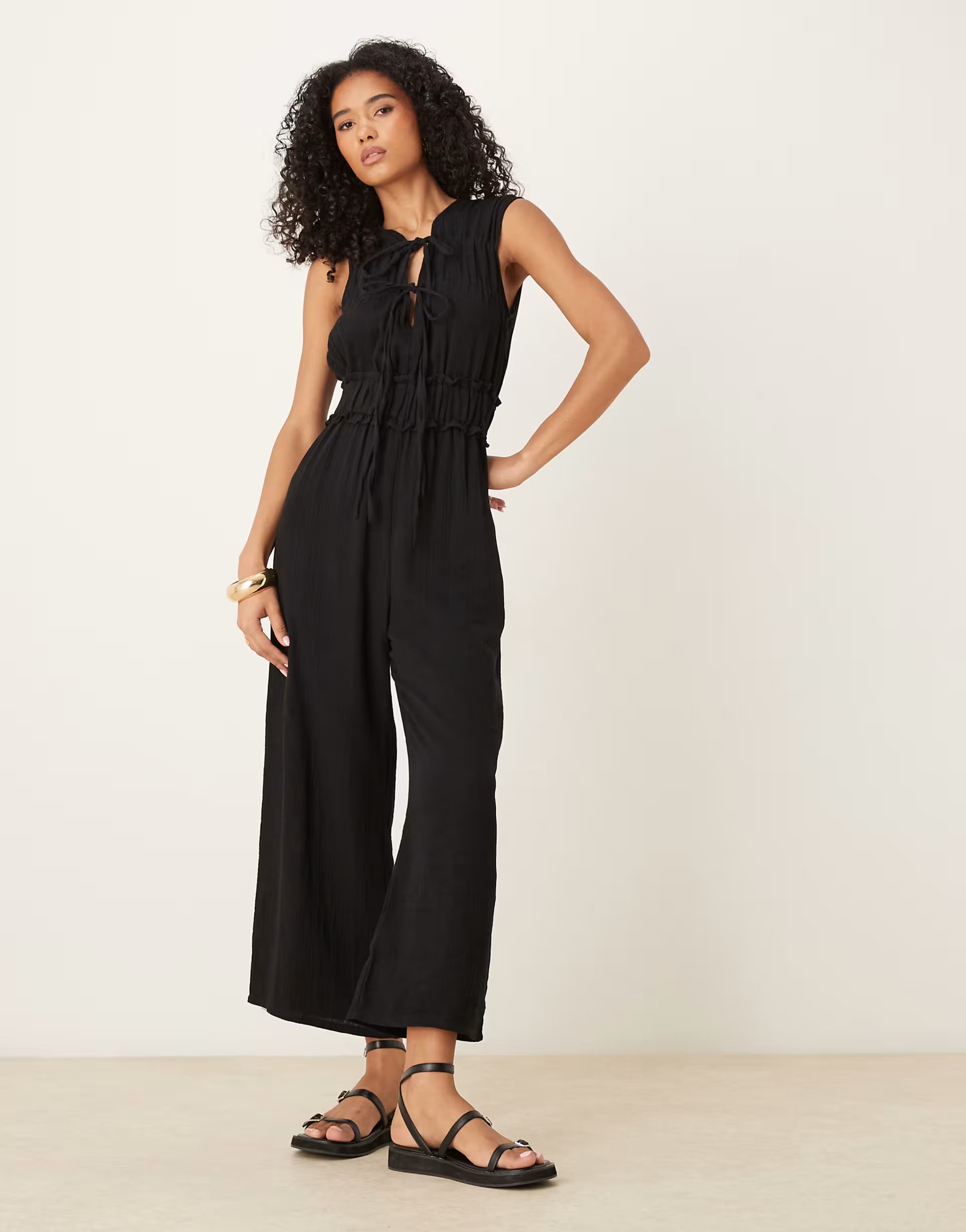 ASOS ASOS DESIGN double cloth gathered bust jumpsuit in black - 1