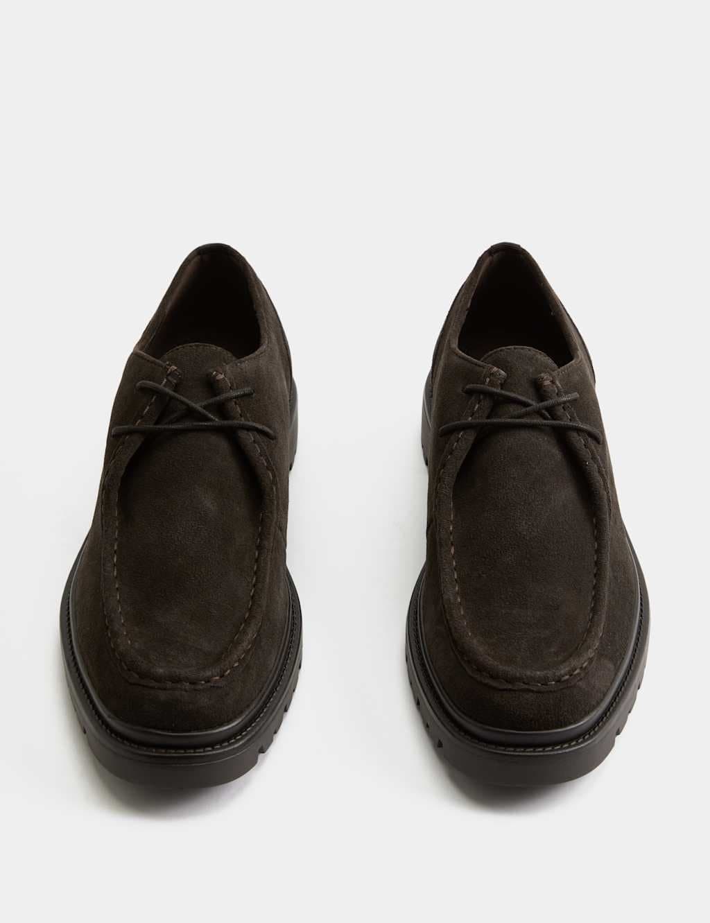 Marks & Spencer M&S Suede Chunky Sole Apron Shoes Dark Brown