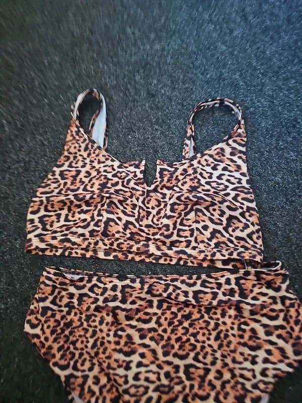 ASOS Asos size 20 22 high waist leopard print bikini set swimming costume swim suit pinup