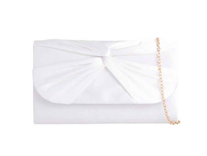SVNX SVNX Women's Ruched Satin Clutch in White - 1