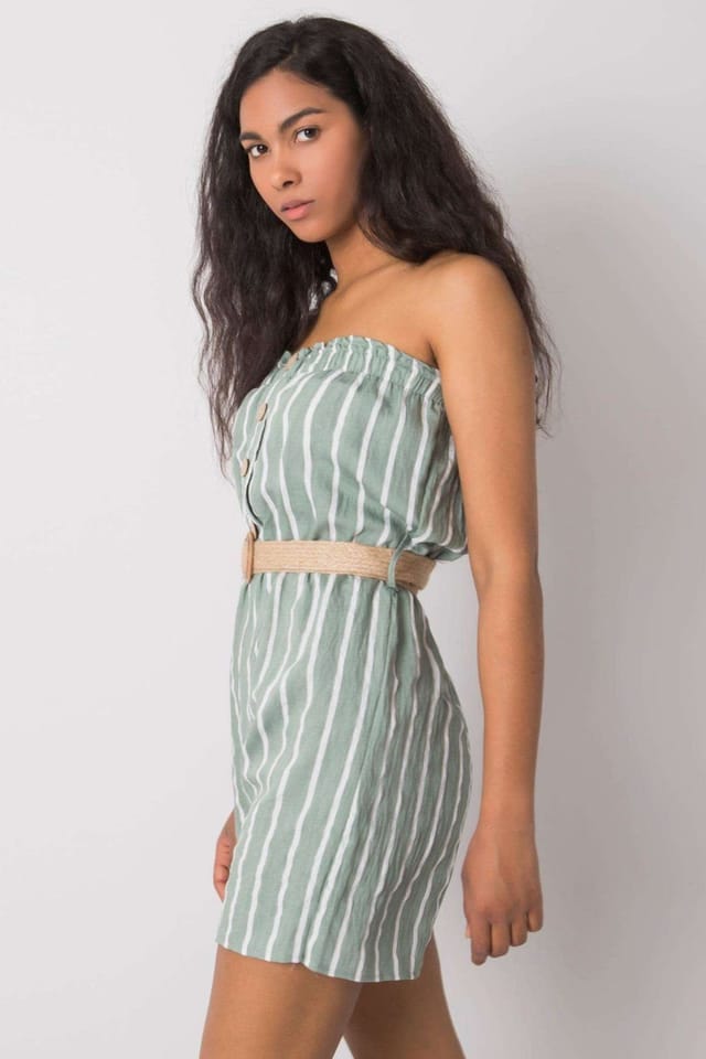 Love Lace Love Lace Women's Casual Striped Jumpsuit with Belted Waist in Green - 2