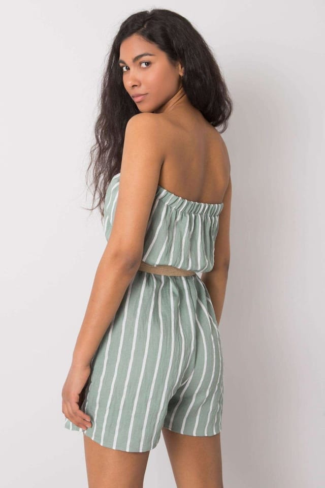Love Lace Love Lace Women's Casual Striped Jumpsuit with Belted Waist in Green - 3