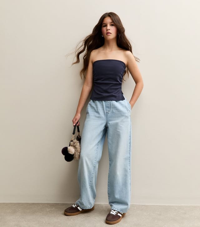 New Look Girls' Navy Ruched Side Bandeau Top New Look - 3