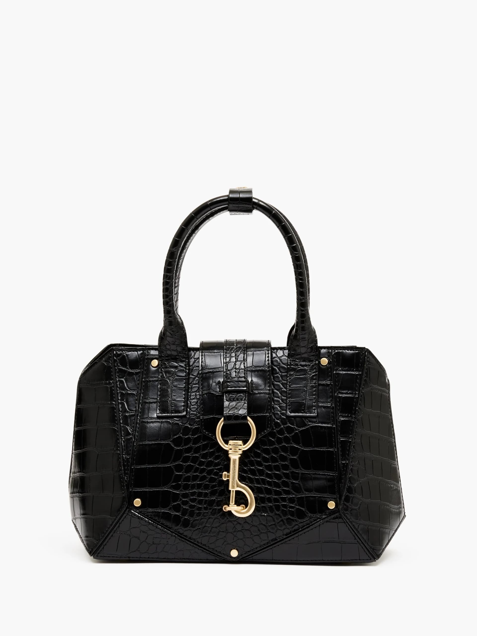 French Connection Origami Mini Croc Bag Black