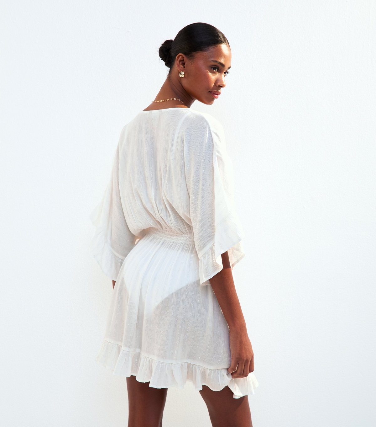 New Look Women's White Metallic Stripe Kaftan New Look - 4