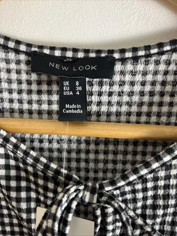 New Look New look - checked tie midi short dress - size 08 - black - 1