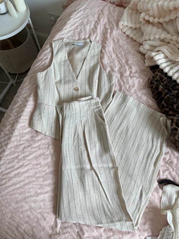 ASOS ASOS pinstripe waist coat and wide leg trousers