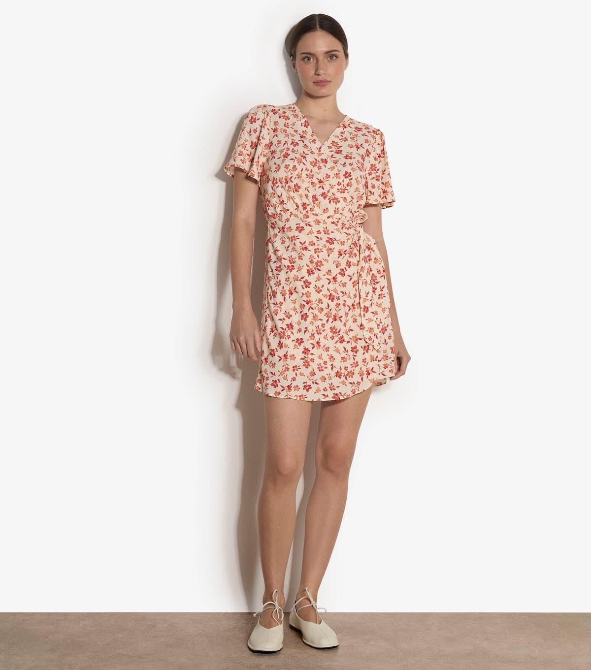 Apricot Women's Cream Floral Wrap Mini Dress Apricot New Look