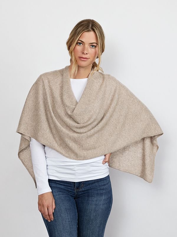 Cove Cove Women's Lucy 4-way Cashmere Poncho in Taupe - 2