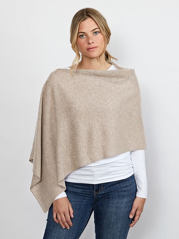 Cove Cove Women's Lucy 4-way Cashmere Poncho in Taupe - 3