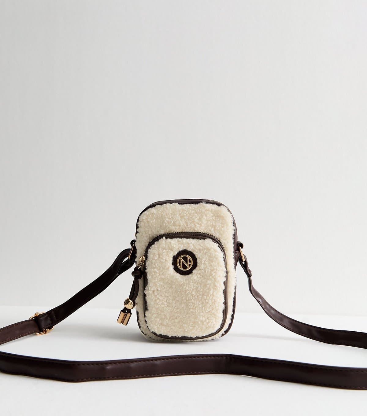 New Look Cream Borg Phone Bag New Look