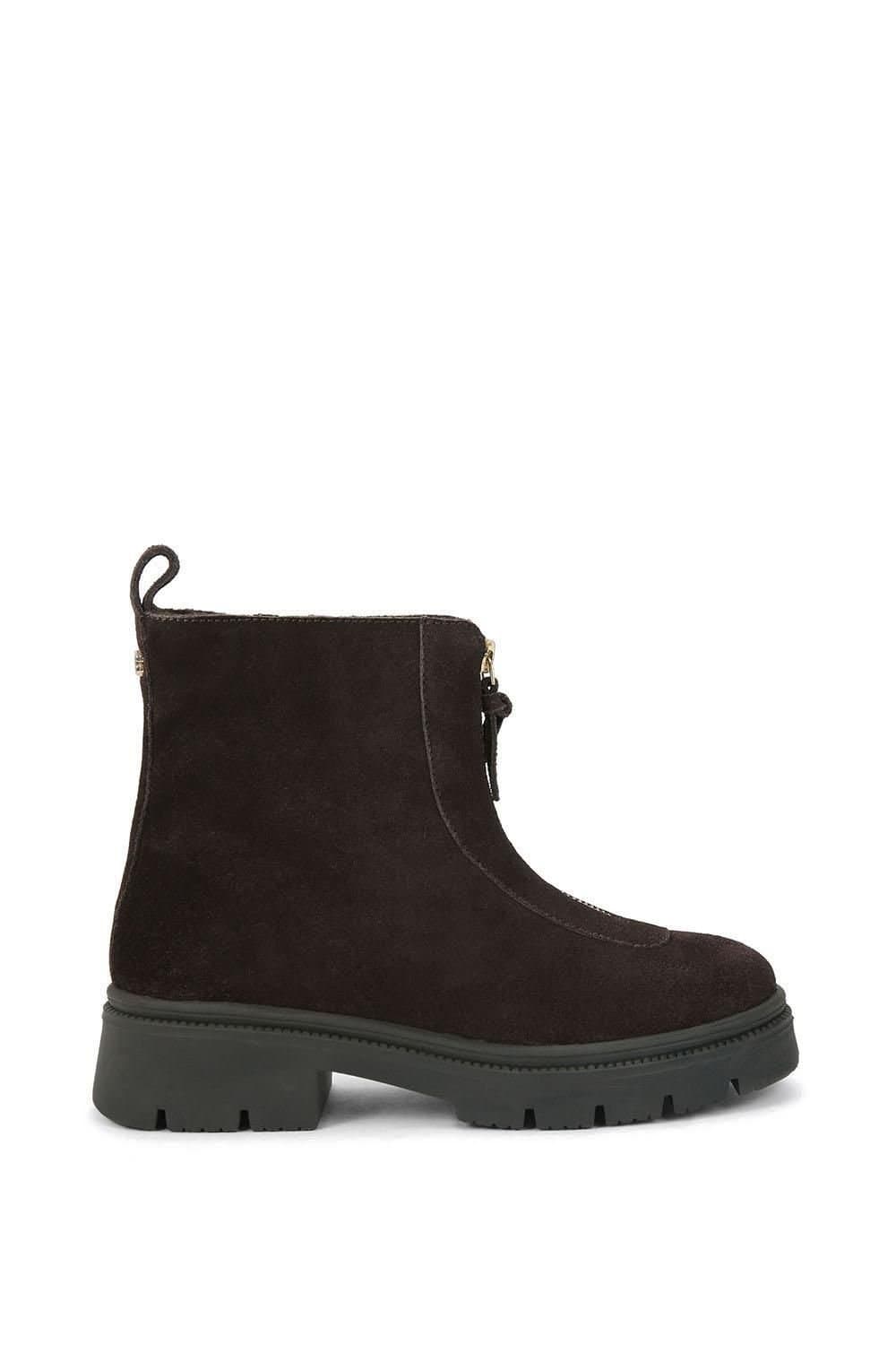 Carvela Carvela Brown Suede Ankle Boots with Gold Zip