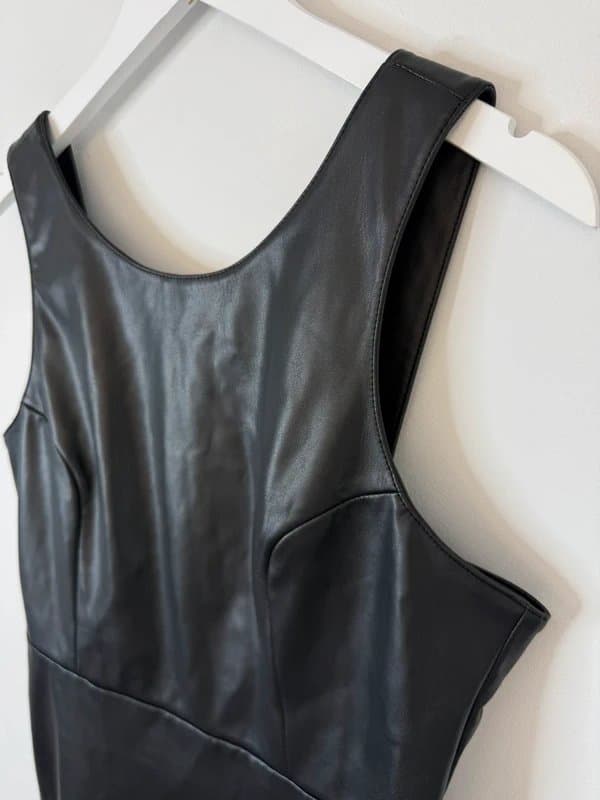 Never Fully Dressed Never Fully Dressed Dress Faux Leather Black UK Size 12 F5HT