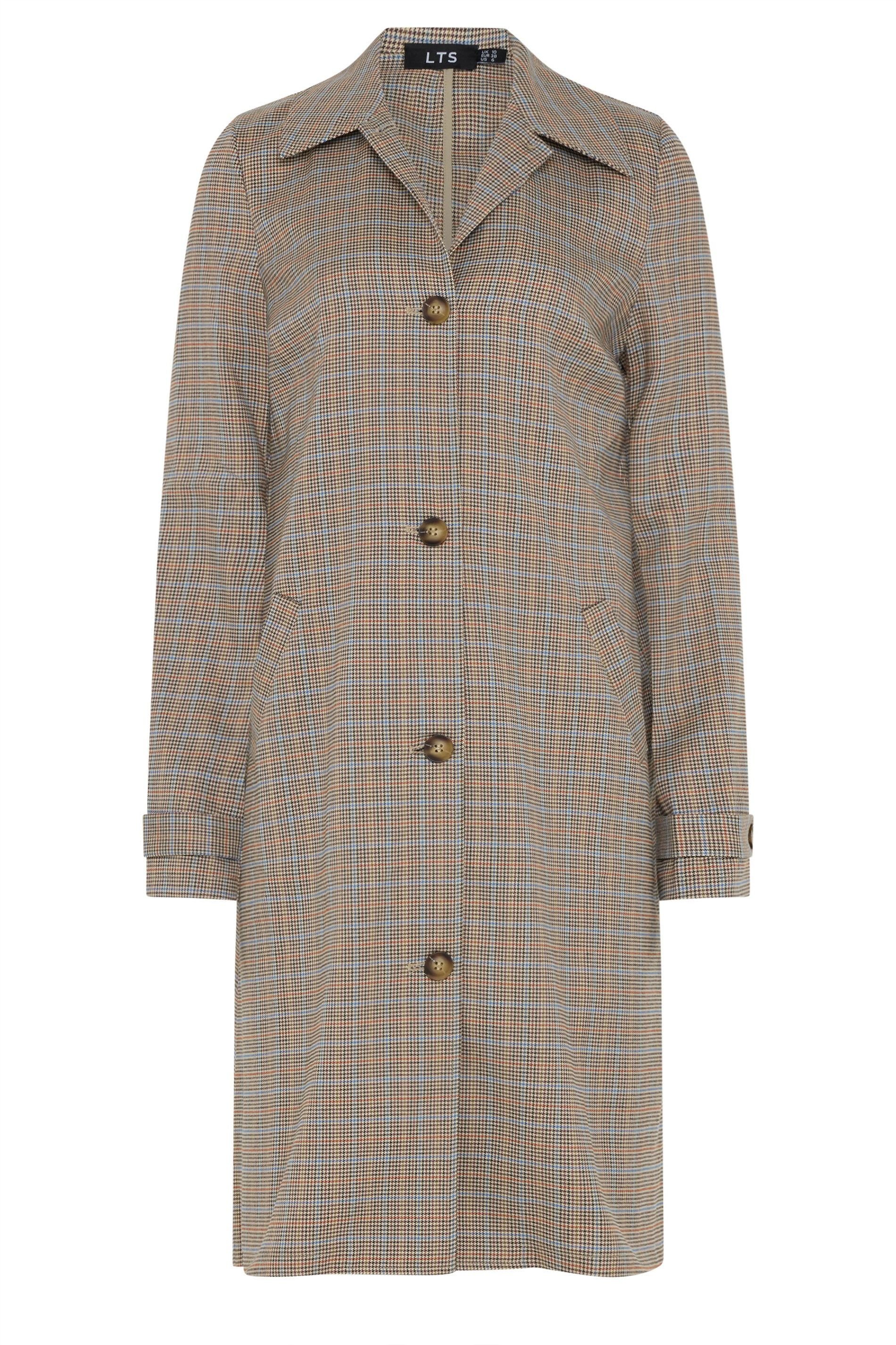 Long Tall Sally Long Tall Sally Women's Tall Check Car Coat in Light Brown - 2
